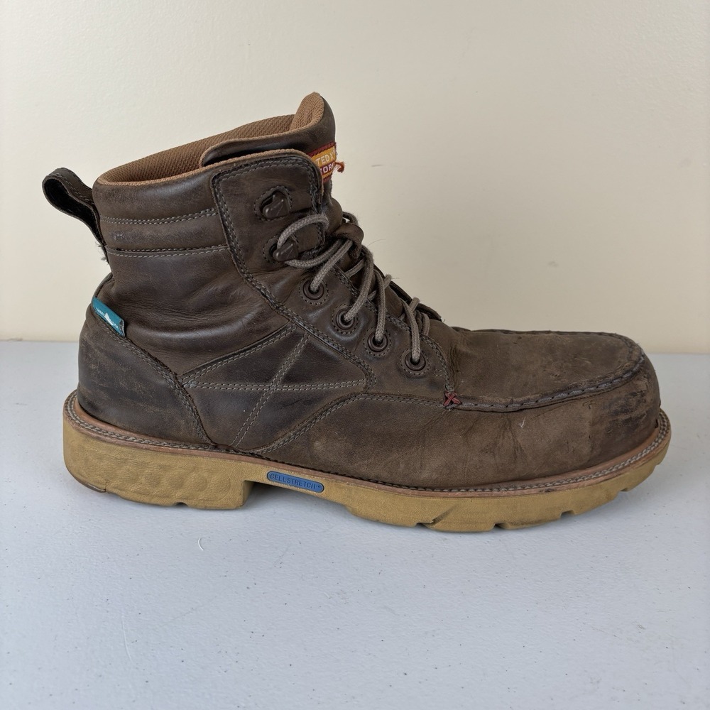 Twisted X Work Boots Mens 14M Waterproof Safety Toe Brown‎ Leather Mock Toe READ